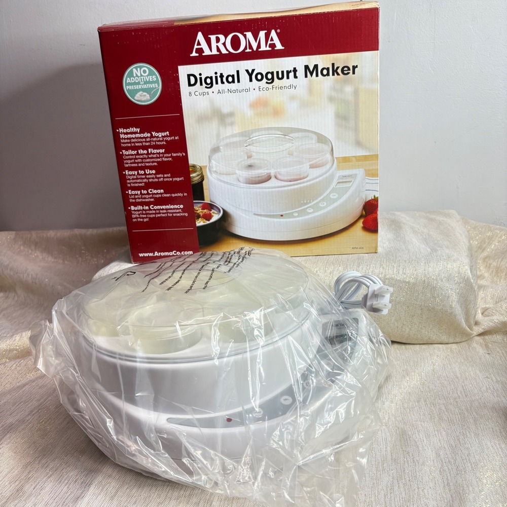 Aroma Digital Yogurt Maker 8 Cups All Natural Eco Friendly White AYM 606